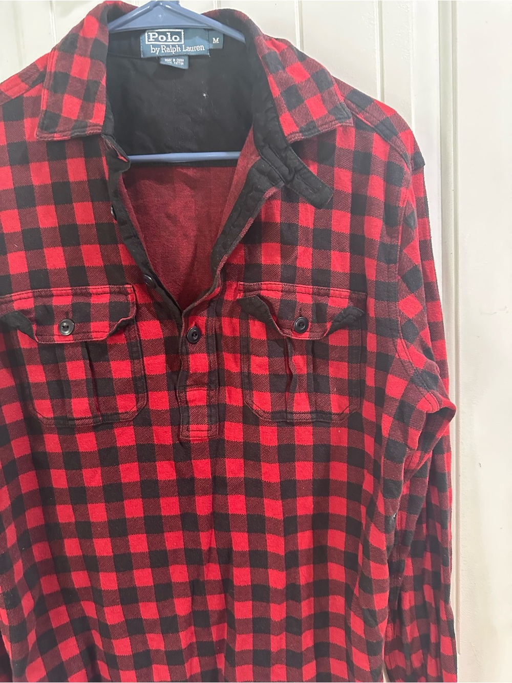 Polo Ralph Lauren Women’s M Buffalo Plaid Flannel Tunic Shirt Red Black - Picture 3 of 5
